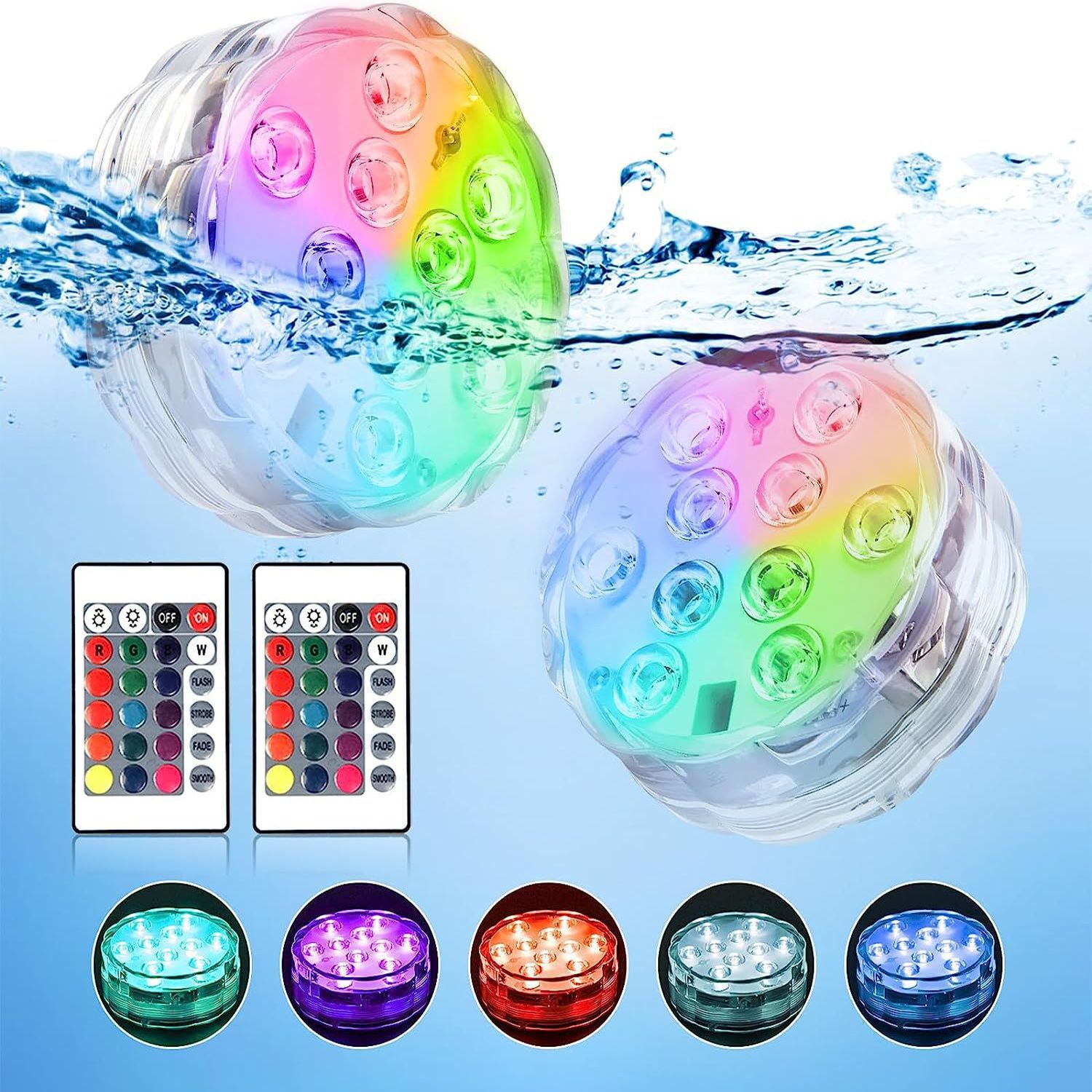 Led 24-key remote control, 10-color diving light, illuminated toy fish, bathtub light, baby bath, landscape vase light full figure