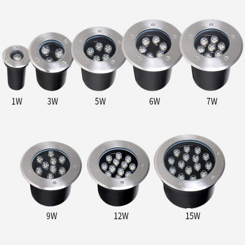 Source factory LED ground lights, circular ground lights, outdoor waterproof embedded stainless steel step lights, underwater lights Specification drawing