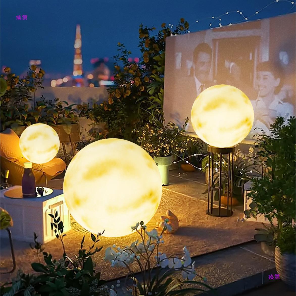 Solar-powered moon lamps, outdoor atmosphere lamps, planet lamps, spherical lamps, hanging moon lamps, lawn lamps, courtyard landscape lamps details Picture