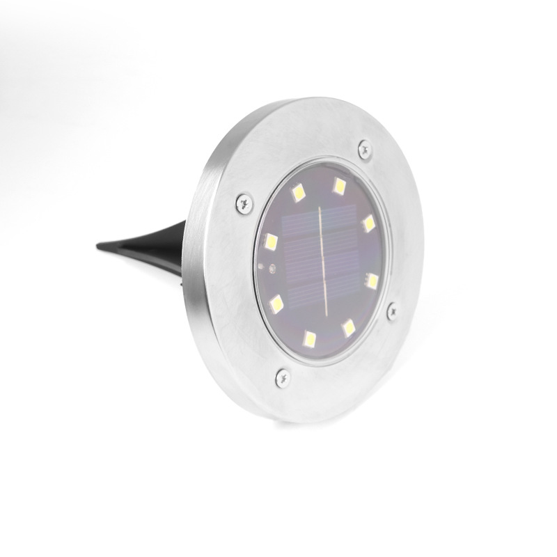 Outdoor stainless steel 8LED solar ground lamp, ground plug led lamp, courtyard garden street lamp, lawn waterproof Item Picture