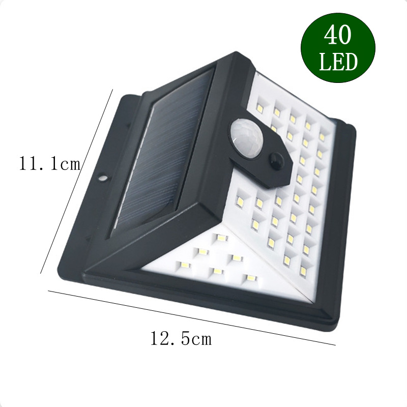 Cross-border LED outdoor solar wall lamps, four-sided luminous solar human body sensor lamps, garden and courtyard lighting lamps details Picture
