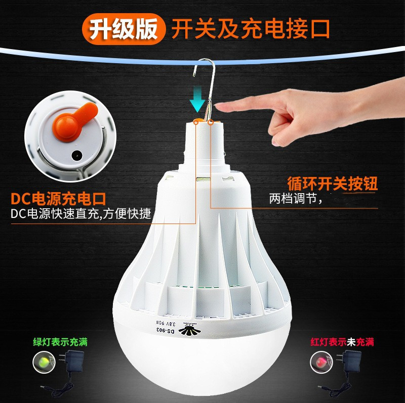 Street stall lights, night market lights, rechargeable bulbs, stall lights, small night lights, lighting fixtures, construction site luminous lighting fixtures, home wireless Application Scenario