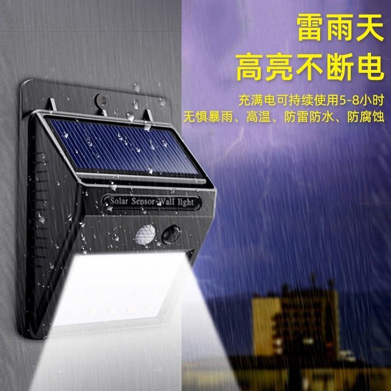 New integrated solar lamp, waterproof wall lamp at rural entrance, ultra-bright courtyard sensor solar lighting lamp details Picture
