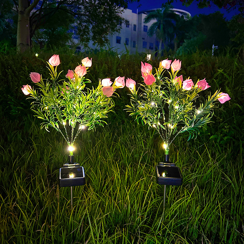 Cross-border solar flower lights, outdoor lights, waterproof garden lights, atmosphere decorative lights, garden landscape lights, ground insert lawn lights full figure