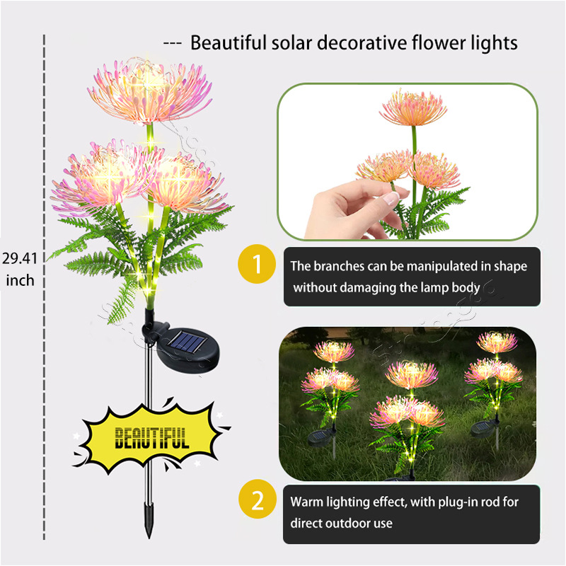 Sun Liang's new solar-powered Red spider lily lantern, a simulation lantern decoration prop, wedding decoration, and wedding lighting guide Specification drawing