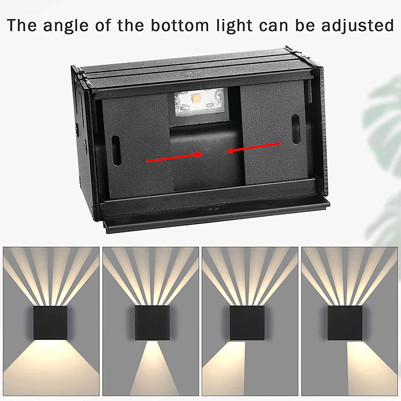 Hot-selling led outdoor waterproof wall lamp with adjustable brightness Angle, square exterior wall shaped corridor moisture-proof decorative lamp full figure