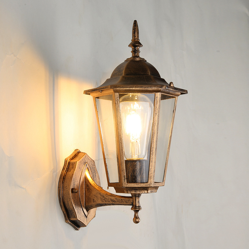 Engineering outdoor hexagonal small wall lamp, modern and simple wall lamp, industrial style decorative wall lamp, creative retro corridor lamp Specification drawing