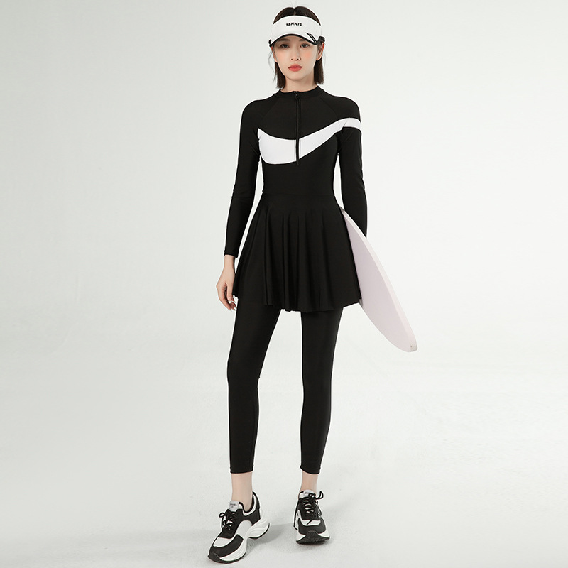 Long-Sleeved And Long-Pants Diving Suits, Sports Surfing Suits, Slimming Swimsuits That Hide The Belly, Women's Hot Spring Swimming Swimsuits Specification drawing