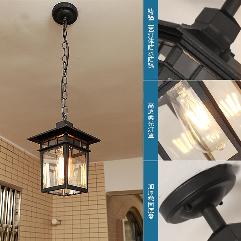 American-style chandeliers, outdoor waterproof and rust-proof garden lamps, corridor, aisle, balcony lamps, outdoor villa garden small chandeliers Application Scenario