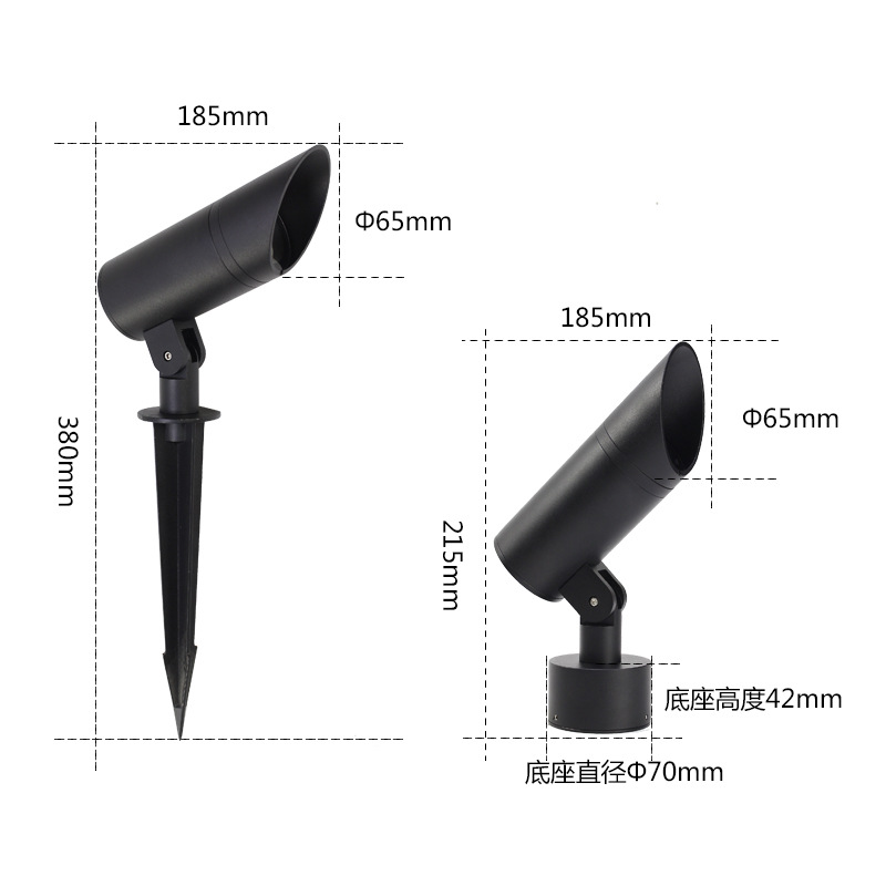 led outdoor waterproof tree projection lights, landscape ground insert spotlights, garden courtyard outdoor tree lighting lights, villa garden spotlights Specification drawing