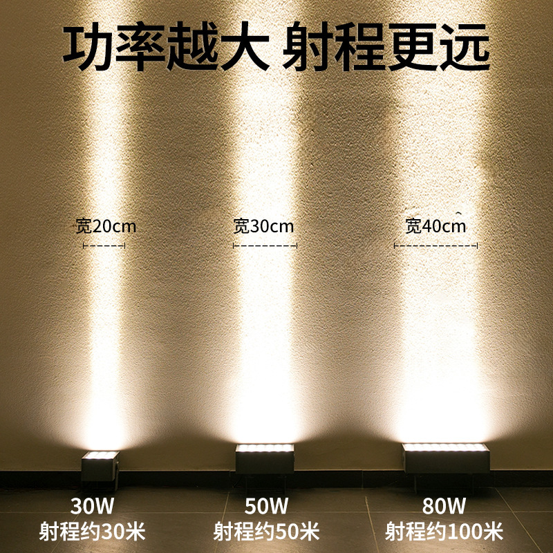 A beam of light, led outdoor spotlight, exterior Roman column, outdoor wall-washing projection, brightening light, outdoor waterproofing details Picture