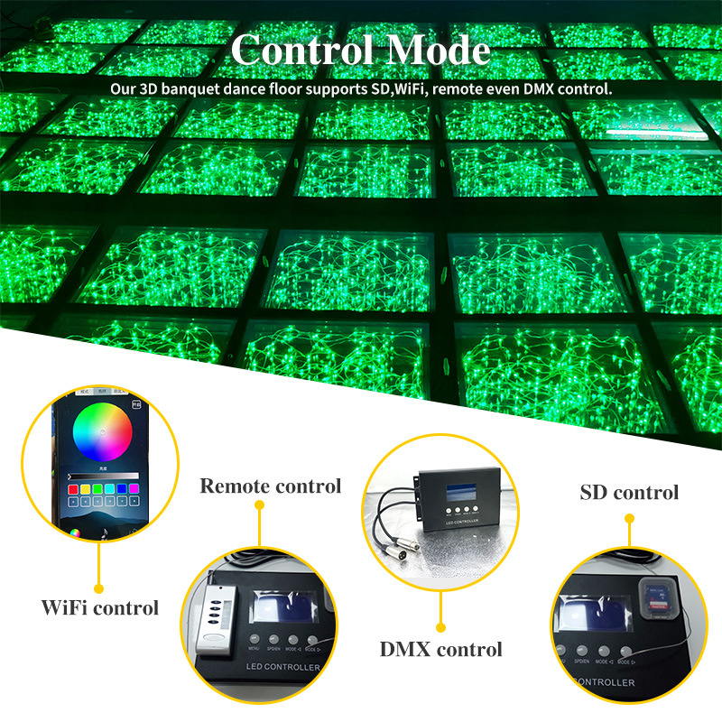 Color 3D starlight dancing floor tile light, bar party wireless magnetic abyss mirror, led illuminated dance floor light Specification drawing