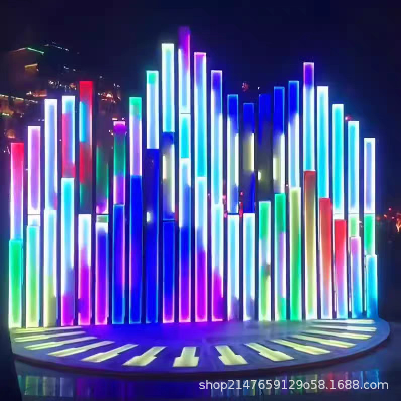 Piano flow light column interactive Internet celebrity foot-stepped induction seven-color luminous floor light outdoor waterproof music step park Specification drawing