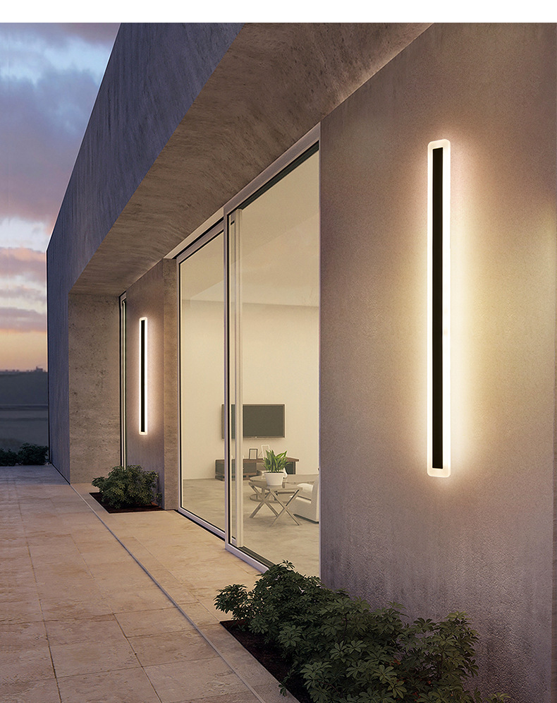 Outdoor wall lamps, waterproof garden lamps, minimalist long strip lamps, LED simple wall-washing lamps, modern villa entrance wall lamps Item Picture