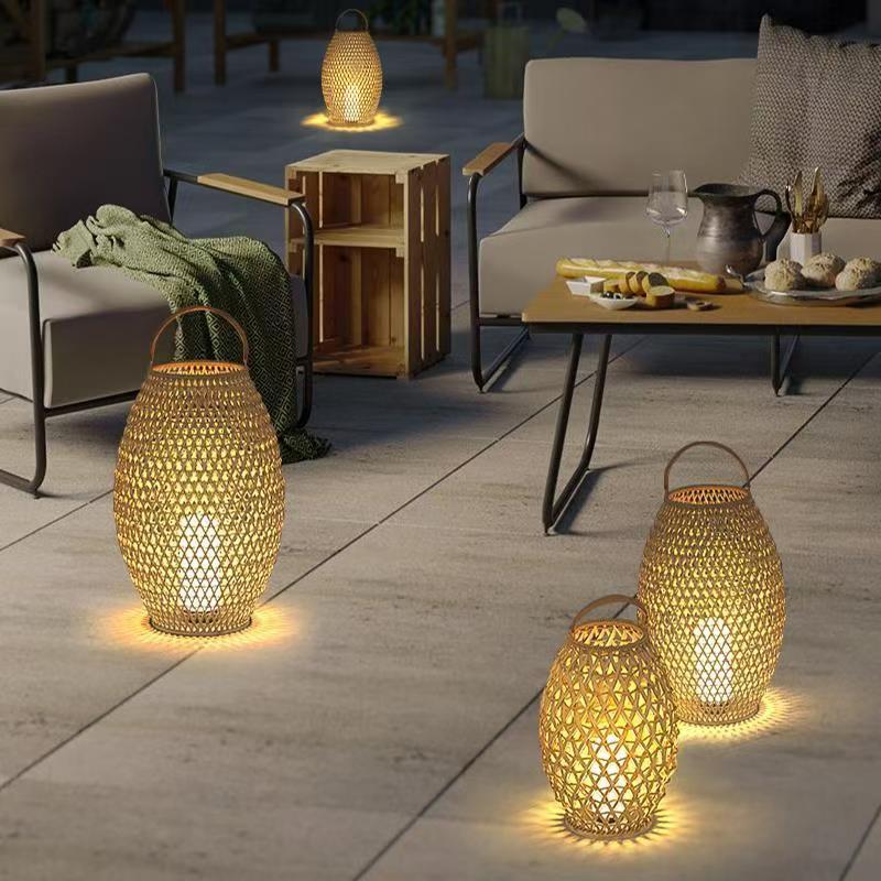 Villa courtyard lamps, garden atmosphere hand-held lamps, waterproof woven floor lamps, outdoor solar lawn lamps, outdoor table lamps Specification drawing