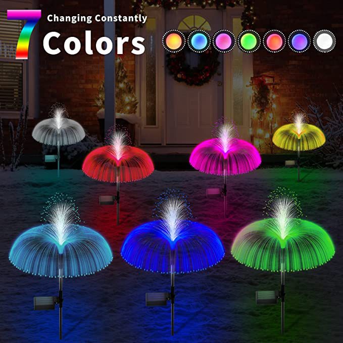 Outdoor waterproof solar led optical fiber jellyfish light, ambient decorative light, courtyard garden, villa ground-mounted lawn light full figure