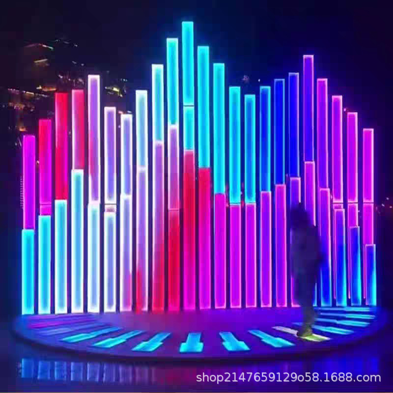 Piano flow light column interactive Internet celebrity foot-stepped induction seven-color luminous floor light outdoor waterproof music step park Application Scenario