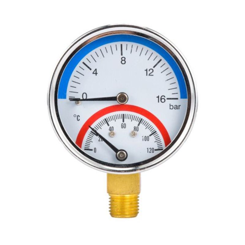 温度压力一体表地暖暖通用分水器水压气压温压表白底实物图