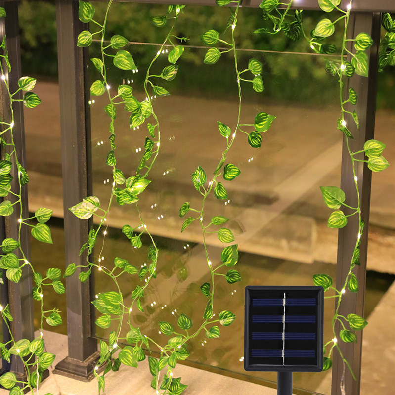 Solar ivy lamp LED copper wire string, ivy Christmas imitation plant green leaf decorative lamp Specification drawing