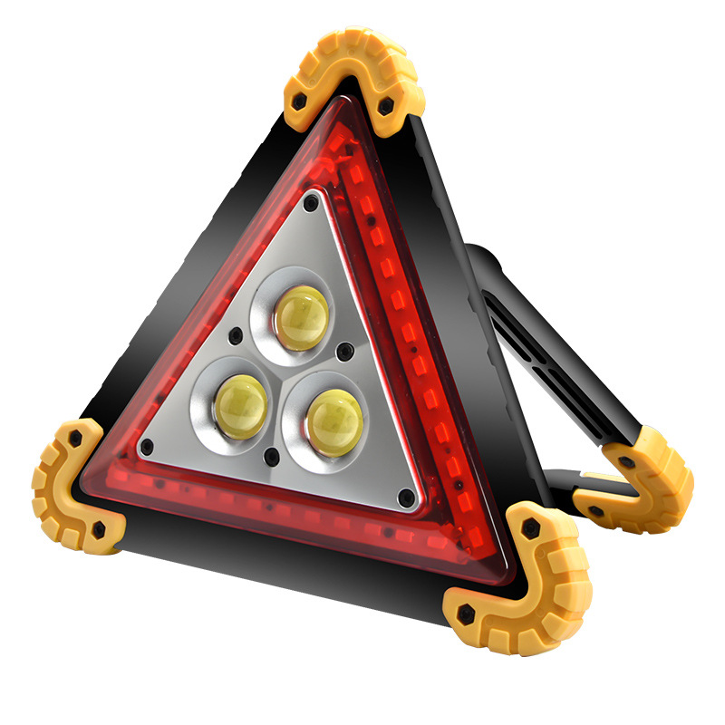 Wholesale of triangular floodlights, car red light warning floodlights, COB LED, USB charging portable lights Item Picture