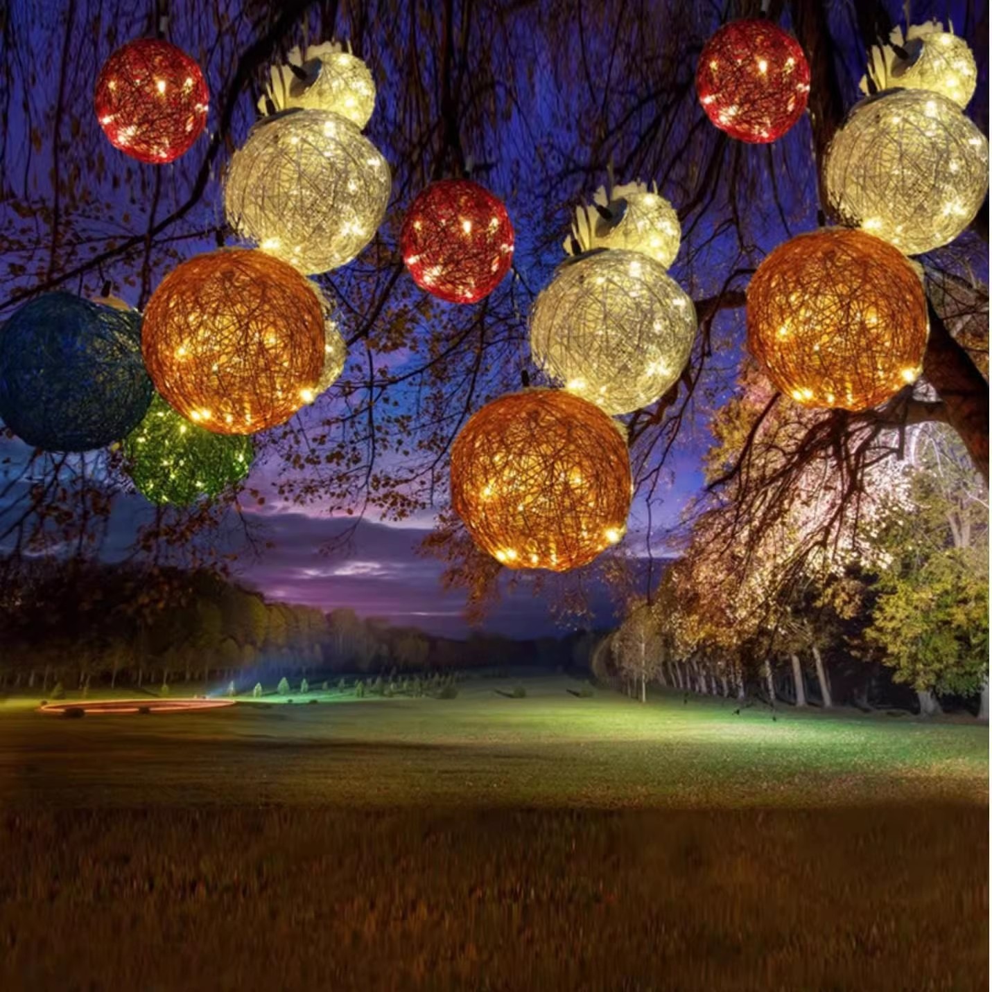 Sepak bulb lamp, aluminum wire cultural tourism lamp, outdoor waterproof sepak bulb lamp, cultural tourism landscape hanging tree sepak bulb lamp, bird's nest lamp full figure
