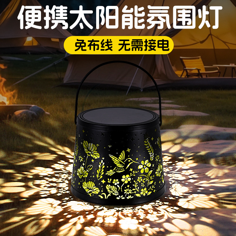 2025 New cross-border solar flower hummingbird garden lamp lantern projection Garden Lawn Ambient light Balcony Night Specification drawing