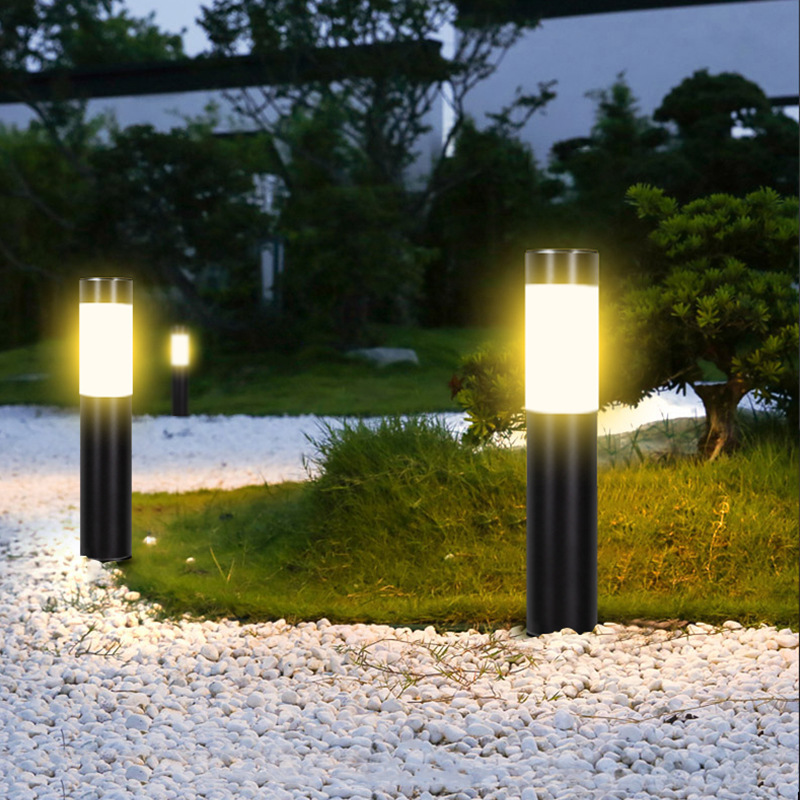 Solar outdoor garden lamps, cylindrical ultra-bright household waterproof LED garden villa decorative street lamps, lawn lamps details Picture
