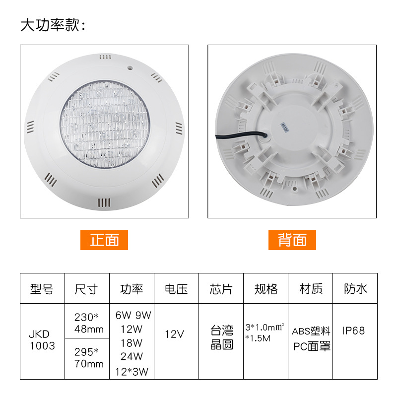 LED swimming pool lights, garden lights, swimming pool wall lights, remote control fountains, underwater spotlights, landscape lights, 3W underwater lights, super bright details Picture