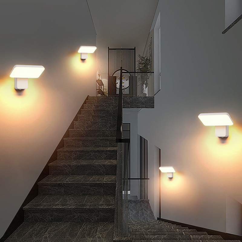 Outdoor waterproof wall lamp, rotatable adjustable light, human body sensor light, modern and simple balcony entrance door header, staircase light details Picture