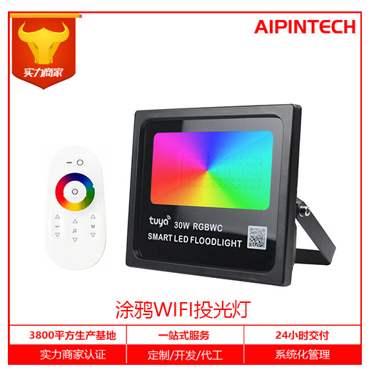ZIGBEE Graffiti Smart WiFi30W Floodlight RGBWC Full Color Band Remote Control IP66 Courtyard Waterproof Floodlight full figure
