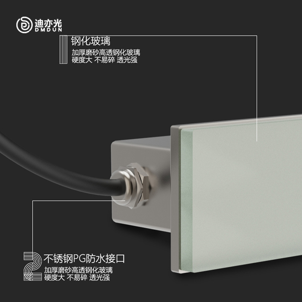 Linear square floor tile lights, buried lights, embedded outdoor waterproof stainless steel garden landscape lights, LED square lights details Picture