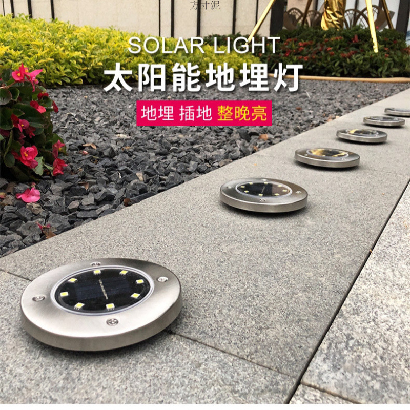 Solar ground lamps, outdoor household garden lamps, villa ground insertion lamps, lawn lamps, stainless steel ground insertion lamps, ground insertion model factory details Picture