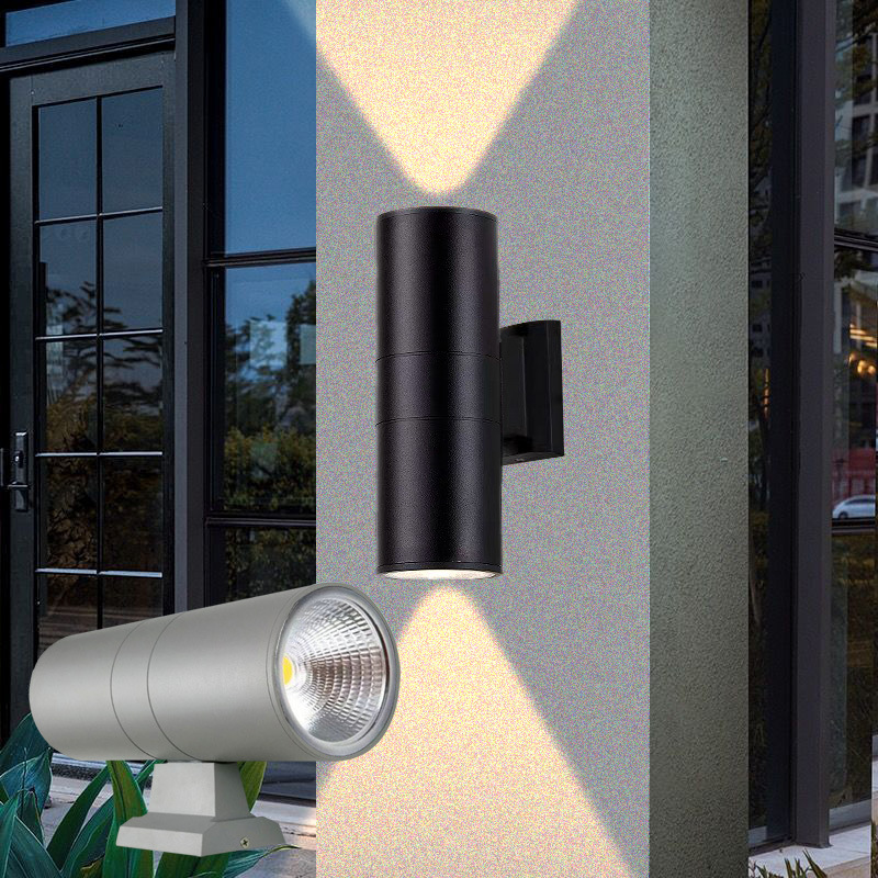 LED outdoor COB double-head single-head waterproof exterior wall top and bottom spotlights, indoor and outdoor column, villa circular courtyard wall lights full figure