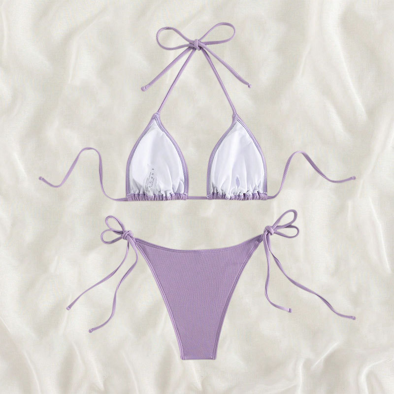 Solid-Color Two-Piece Swimsuit, Candy-Colored Ladies' Tie, Fresh And Sexy Bikini details Picture