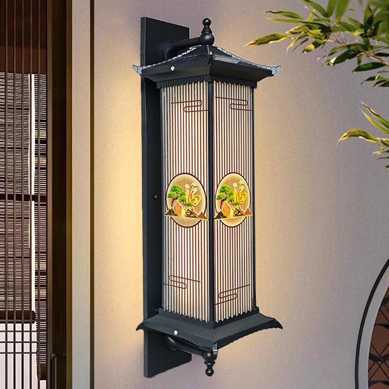 Solar aluminum wall lamps for outdoor fences, gardens, villas, courtyards, foyers, column lights, waterproof courtyard and balcony wall lamps Specification drawing