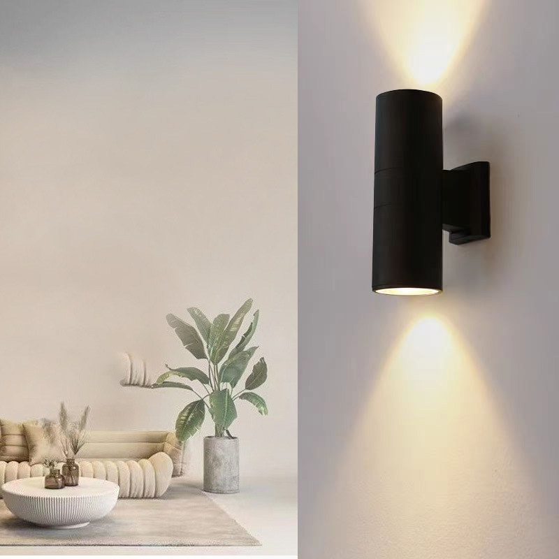 LED outdoor COB double-head single-head waterproof exterior wall top and bottom spotlights, indoor and outdoor column, villa circular courtyard wall lights Specification drawing