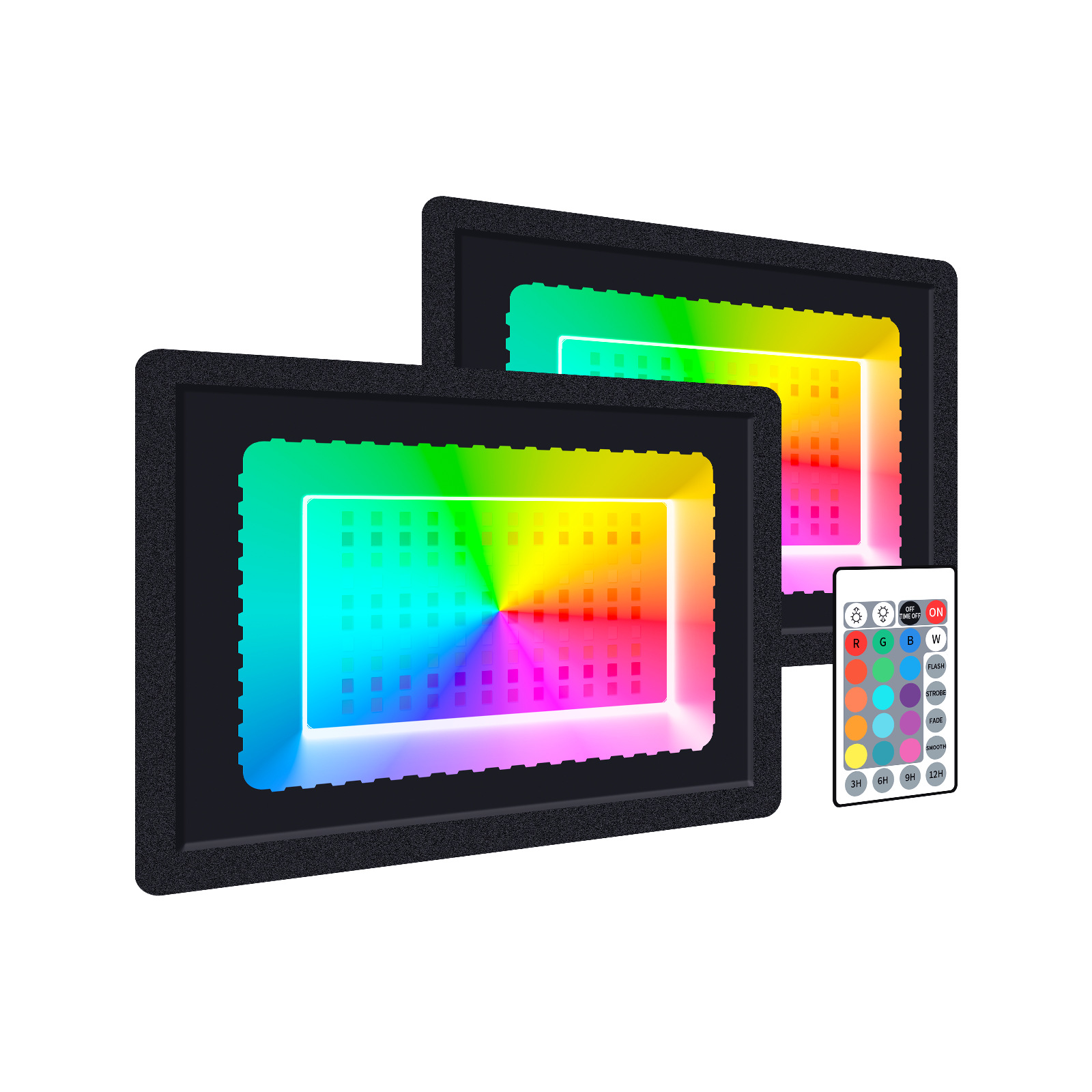 Cross-border dimming color RGB floodlights 50W 100W advertising sign lights Waterproof outdoor lighting tree spotlights full figure