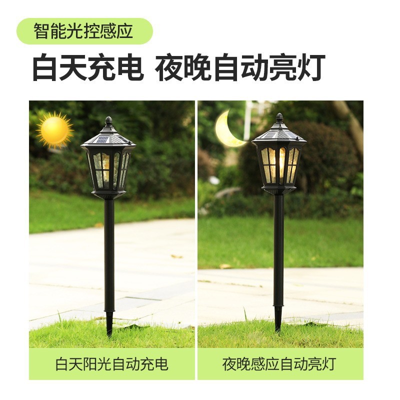 Solar-powered outdoor lawn lights, European retro villa courtyard lights, waterproof garden yard road insert grass lights details Picture