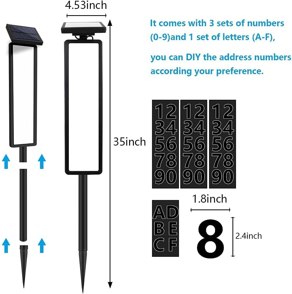 New cross-border solar doorplate light, household garage door indicator wall light, outdoor LED garden light without wiring Specification drawing