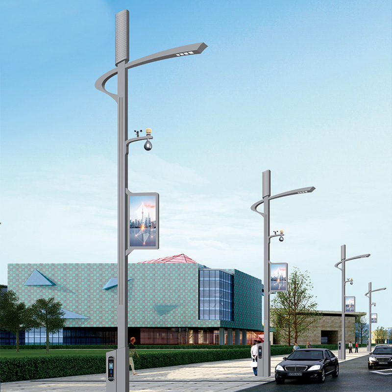 Outdoor 5G smart street lamps, multi-functional environmental monitoring LED display screens, charging piles, urban lighting comprehensive lamp poles details Picture