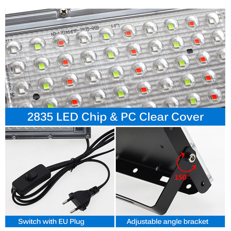 Flood light Outdoor LED Floodlights RGB seven-color Spotlights 50W 100W Landscape lighting lights Specification drawing