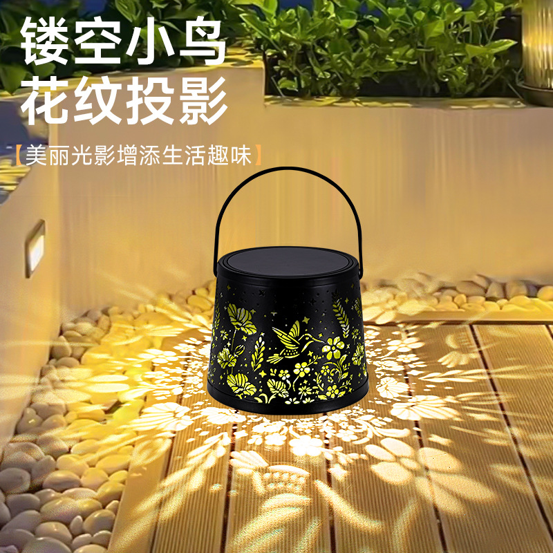 2025 New cross-border solar flower hummingbird garden lamp lantern projection Garden Lawn Ambient light Balcony Night Application Scenario
