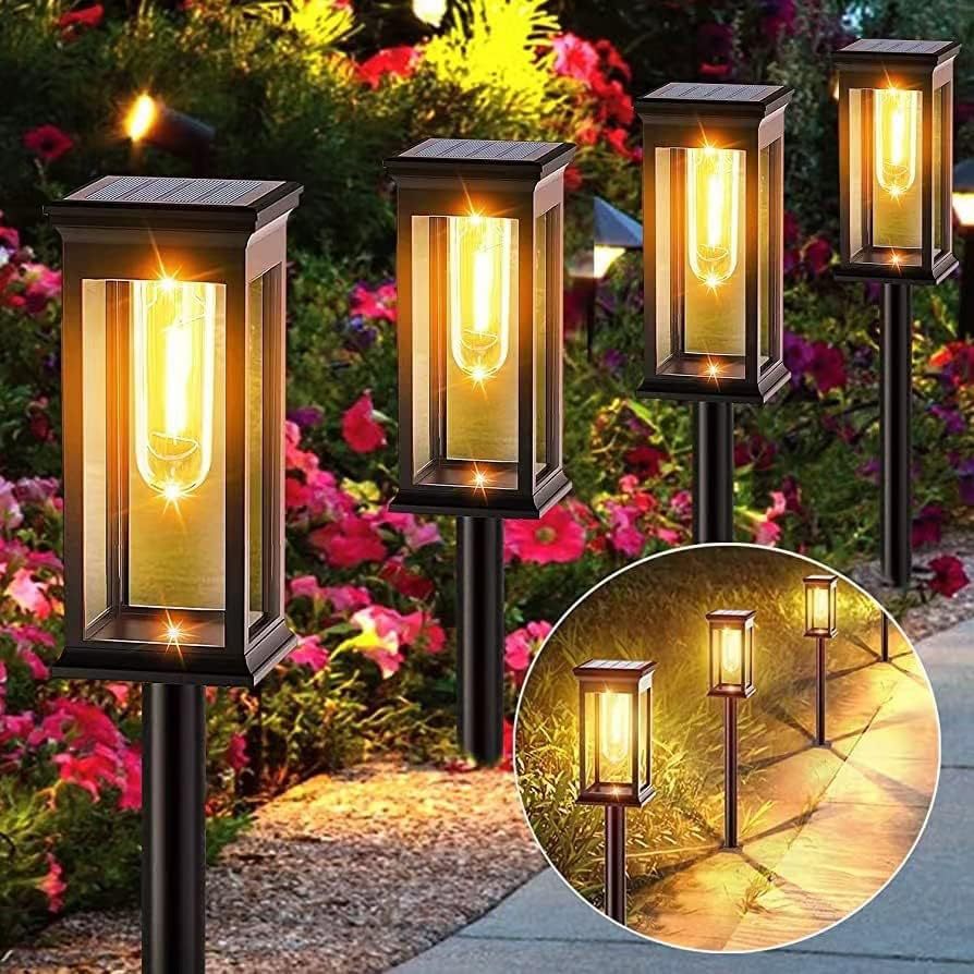 Solar square tungsten filament type ground socket lamp, tungsten filament lamp, outdoor lighting night light, courtyard lawn landscape atmosphere light details Picture