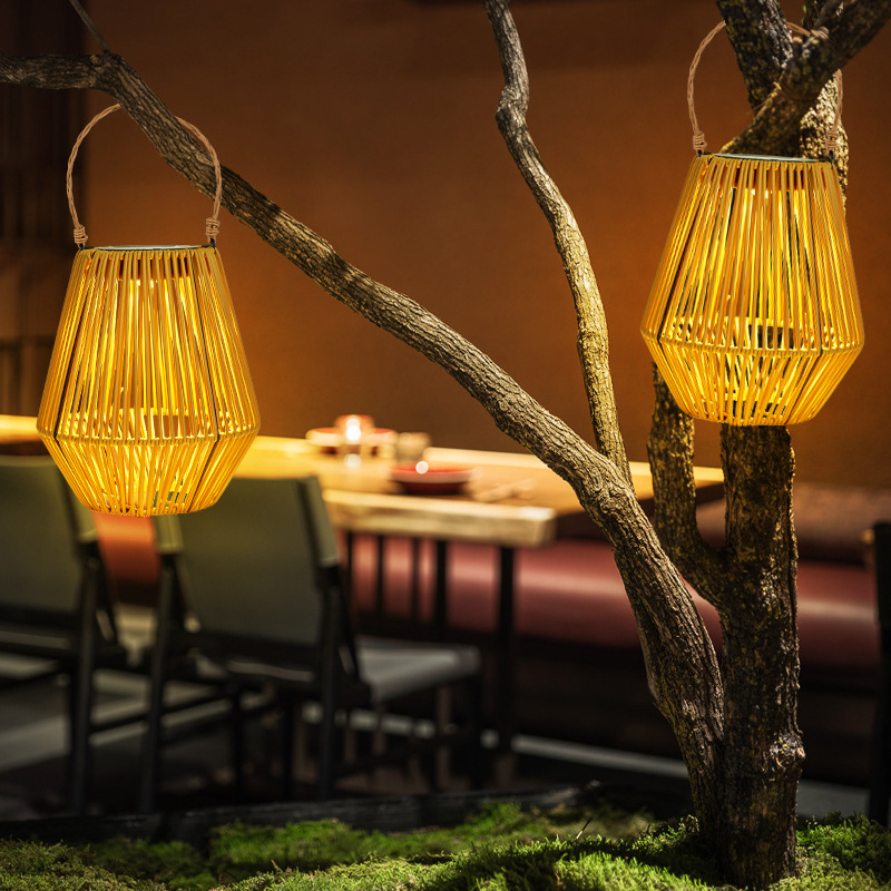 Hand-woven rattan portable solar night light Application Scenario