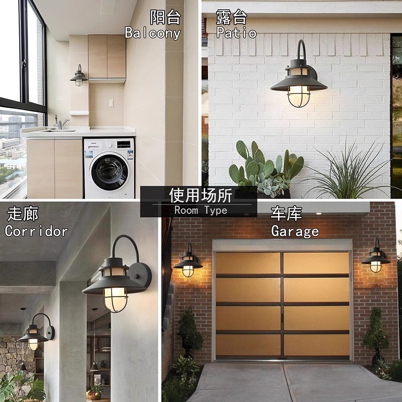 Outdoor wall lamp with power connection, retro coffee shop decoration led wall lamp, Amazon hot product, simple and waterproof wall lamp Application Scenario
