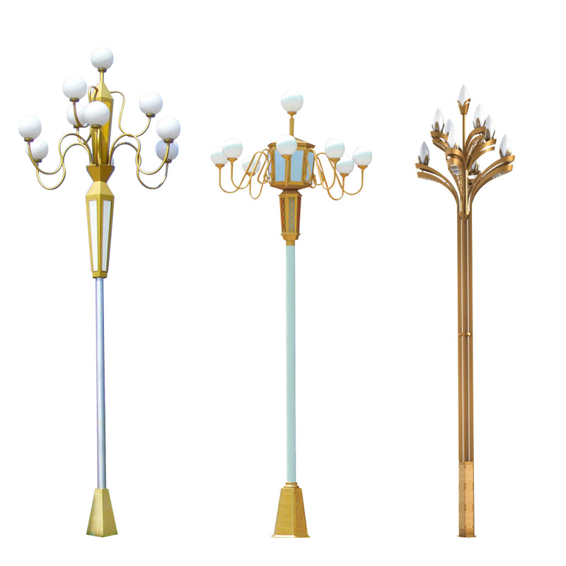 Outdoor 6-meter, 8-meter and 9-meter LED Chinese lamps, municipal engineering street lamps, solar magnolia lamps, square landscape high-pole lamps Item Picture