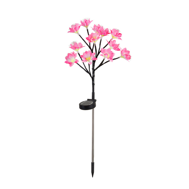 Cross-border simulation flower solar ground insert light, camellia flower light, outdoor waterproof garden lawn LED optical fiber flower light Item Picture