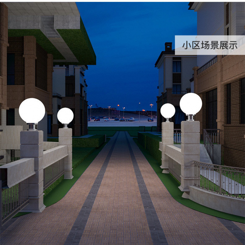 Power-connected column head lamp, outdoor waterproof gate column wall lamp, round ball lamp, new LED villa courtyard street lamp details Picture