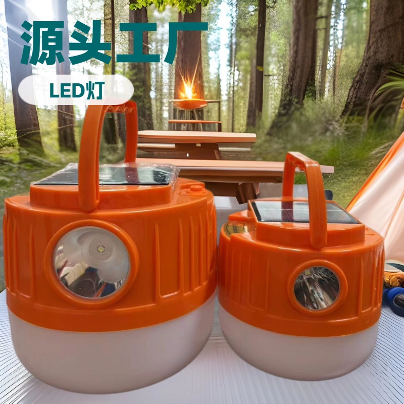 Solar-powered flashlight charging lamp, special emergency light for camping stalls, wireless ultra-long battery life portable LED light details Picture