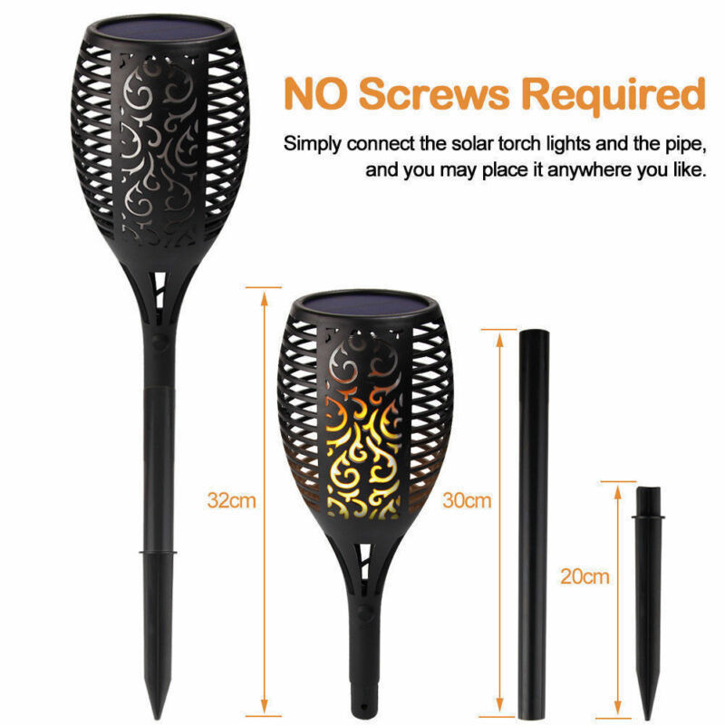 Cross-border solar 12-LED flame light, torch, outdoor sensor light, garden and courtyard ground insert decorative landscape light Specification drawing